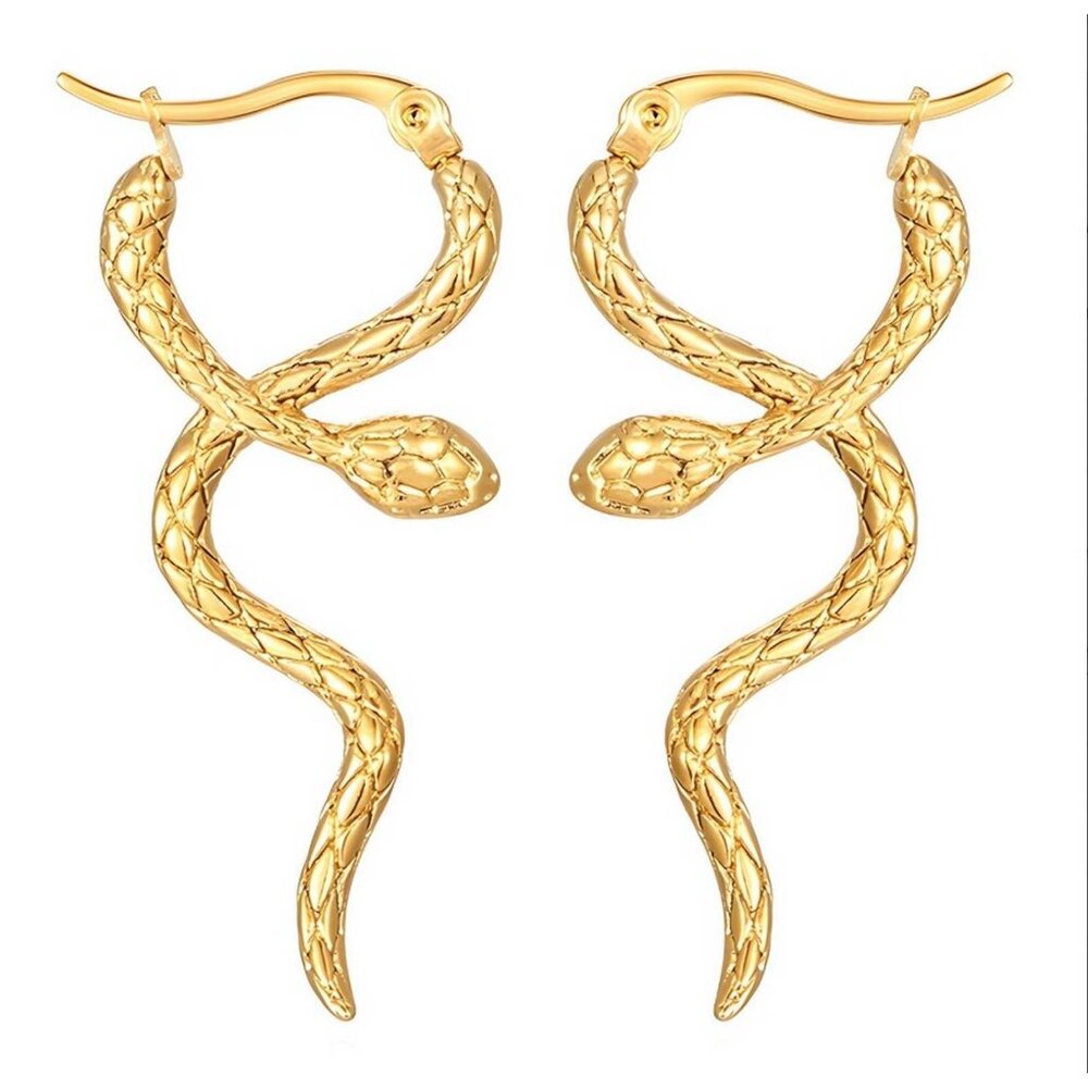 Snakes Earrings Gold Plated Steel